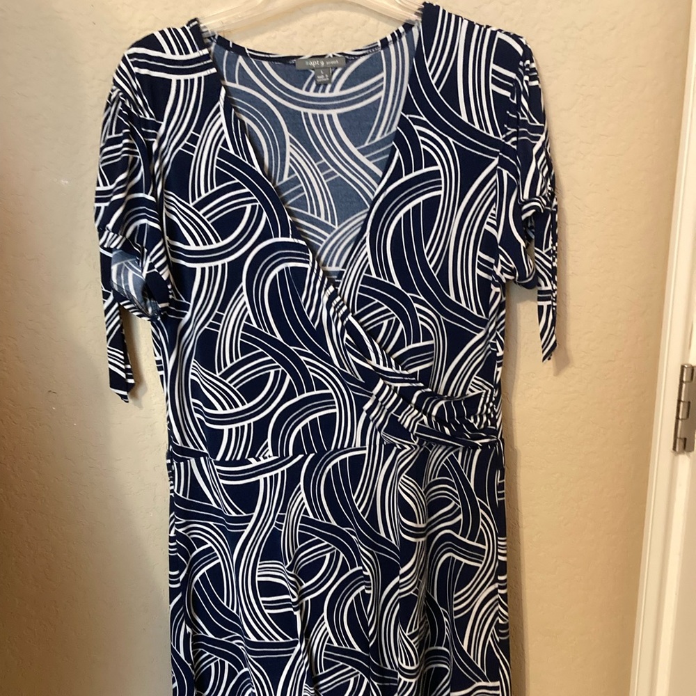 Blue and white dress